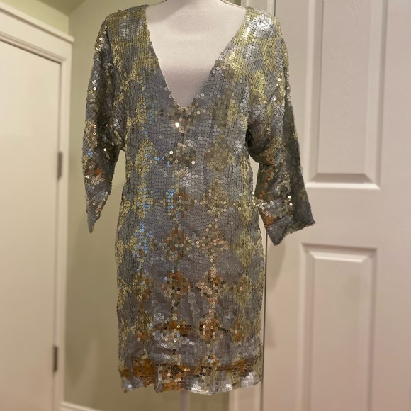 New JENS PIRATE BOOTY FOR FREE PEOPLE SEQUIN EMBELLISHED MINI DRESS XS/S - Picture 5 of 12